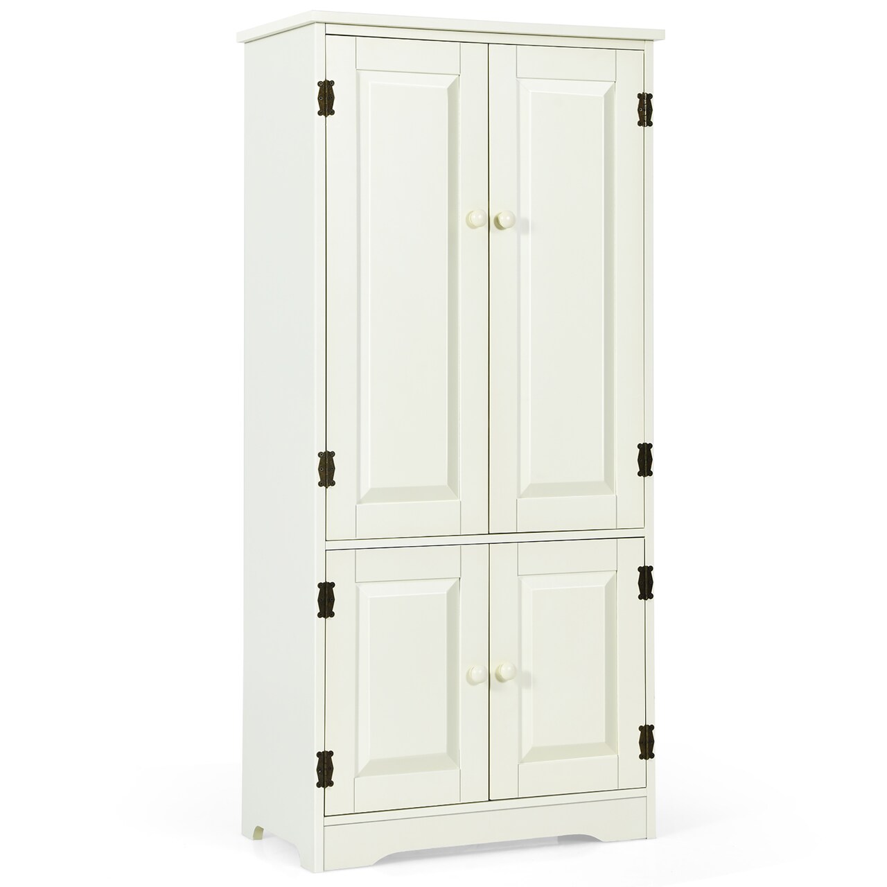 Costway Accent Floor Storage Cabinet W/ Adjustable Shelves Antique 2-Door